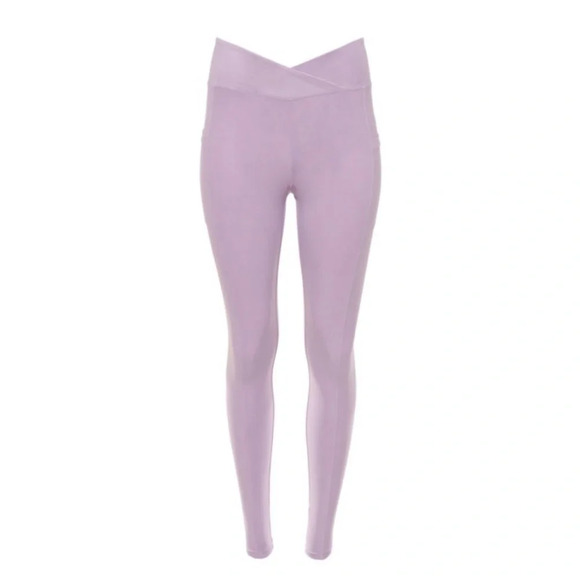 Wolven Lavender Crossover Pocket Leggings NWT XS - Picture 3 of 12